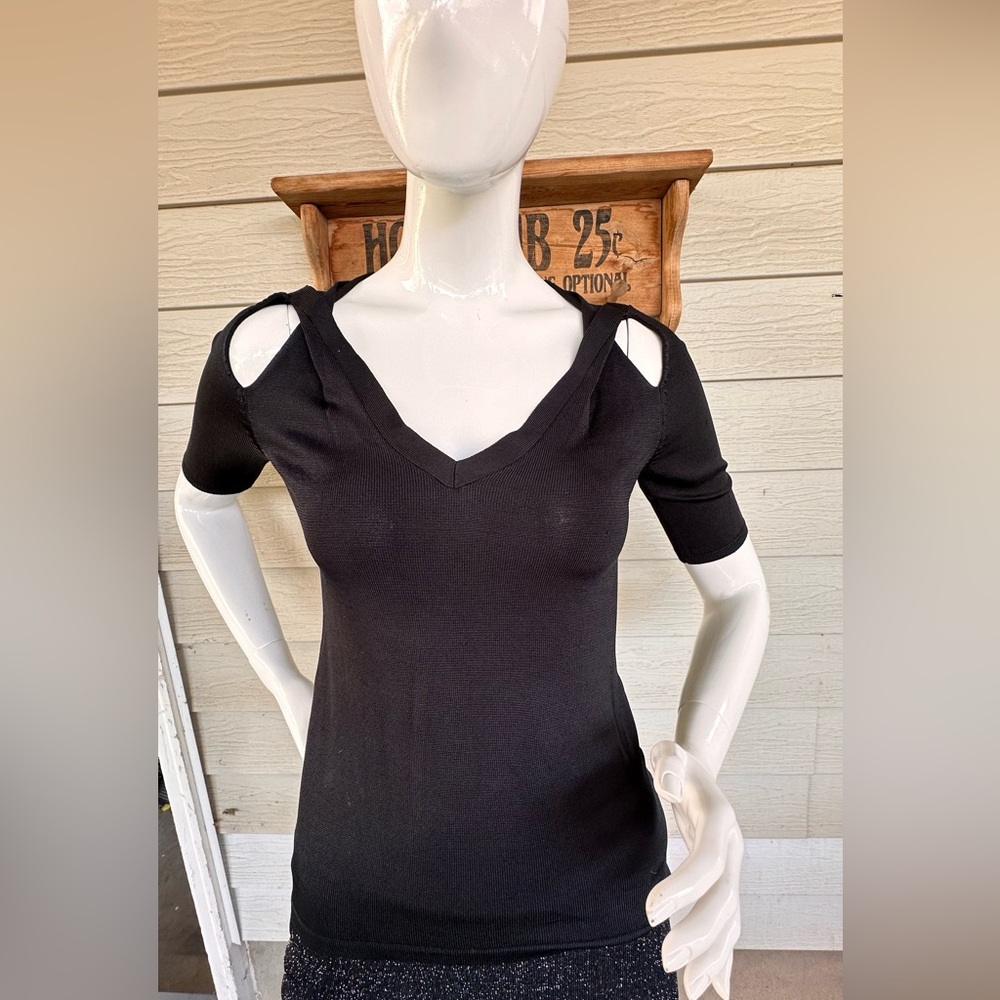Cache Black Cold Shoulder Top